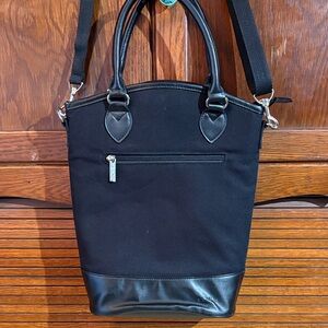 SACHI Black Tote with Sleek Leather Accents wine bag